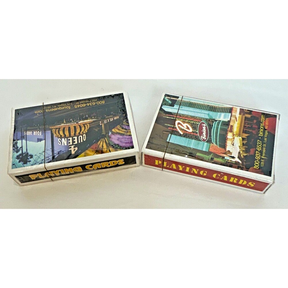 Lot of 2 Las Vegas Souvenir Playing Cards Binions Four Queens Fremont St Decks